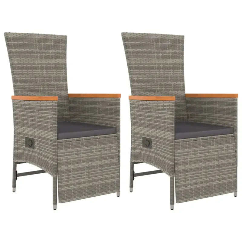 Trendy tuinset met poly rattan en verstelbare tuinstoel van massief acaciahout - Tuinsets