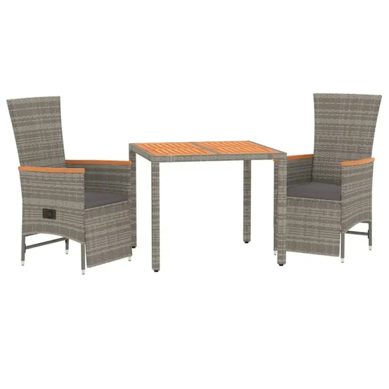 Trendy tuinset met poly rattan en verstelbare tuinstoel van massief acaciahout - Tuinsets