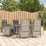 Trendy tuinset met poly rattan en verstelbare tuinstoelen van massief acaciahout - Tuinsets