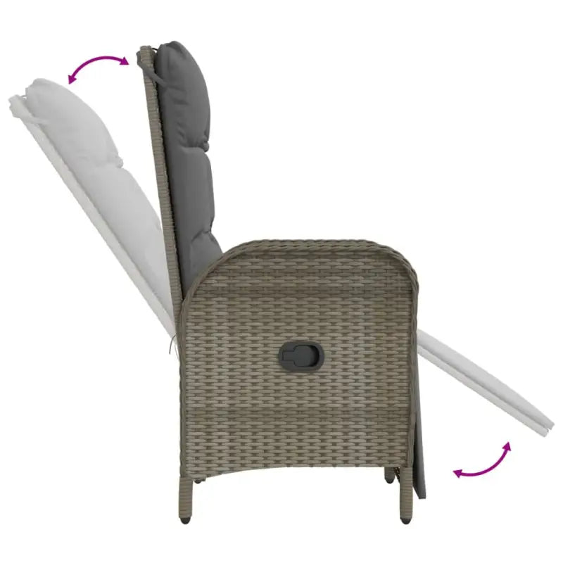 Trendy tuinset met poly rattan en verstelbare tuinstoelen van massief acaciahout - Tuinsets