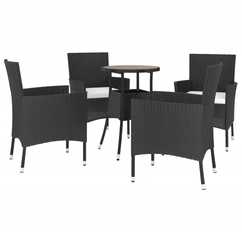 Trendy tuinset van poly rattan en gepoedercoat staal in zwart materiaal - Tuinsets