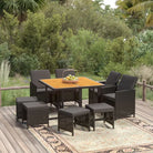 Trendy Tuinset van Waterbestendig PE-rattan voor Gezellig Buitenleven - Bruin en zwart / 109 cm tafellengte / 4x