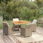 Trendy Tuinset van Waterbestendig PE-rattan voor Gezellig Buitenleven - Beige en bruin / 109 cm tafellengte / 4x