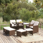 Trendy Tuinset van Waterbestendig PE-rattan voor Gezellig Buitenleven - Bruin / 109 cm tafellengte / 4x Fauteuil + 4x