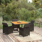 Trendy Tuinset van Waterbestendig PE-rattan voor Gezellig Buitenleven - Bruin en zwart / 109 cm tafellengte / 4x