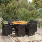 Trendy Tuinset van Waterbestendig PE-rattan voor Gezellig Buitenleven - Bruin en zwart / 109 cm tafellengte / 8x