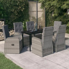 Trendy tuinstoelset met gemakkelijke stoelen en ruime afmetingen - Grijs / 140 cm tafellengte - Tuinsets