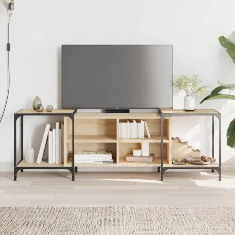 Trendy Tv-meubel met bewerkt hout en metalen frame - Sonoma eiken / 1 / 153 cm - Tv-meubels