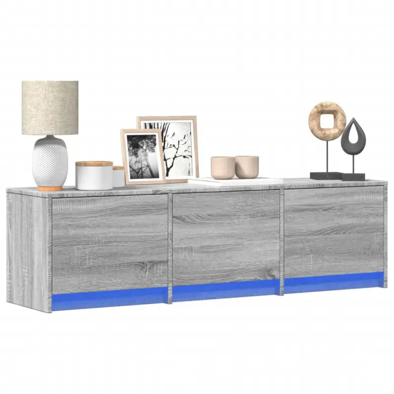 Trendy TV-meubel met LED-verlichting in grijs Sonoma eiken stijl - Grijs sonoma / 1 / 140 cm - Tv-meubels