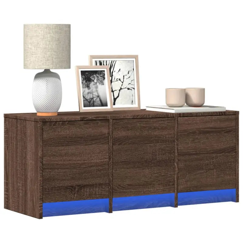 Trendy TV-meubel met LED-verlichting in grijs Sonoma eiken stijl - bruin eikenkleur / 1 / 97 cm - Tv-meubels