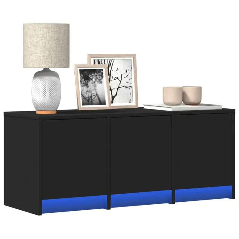 Trendy TV-meubel met LED-verlichting in grijs Sonoma eiken stijl - Zwart / 1 / 97 cm - Tv-meubels