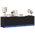 Trendy TV-meubel met LED-verlichting in grijs Sonoma eiken stijl - Zwart / 1 / 140 cm - Tv-meubels