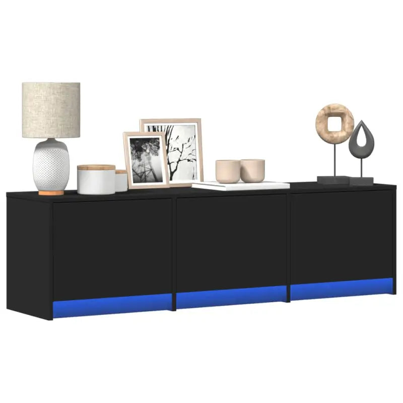 Trendy TV-meubel met LED-verlichting in grijs Sonoma eiken stijl - Zwart / 1 / 140 cm - Tv-meubels