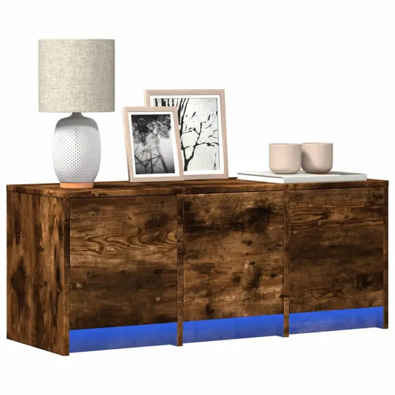 Trendy TV-meubel met LED-verlichting in grijs Sonoma eiken stijl - Gerookt eiken / 1 / 97 cm - Tv-meubels