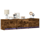 Trendy TV-meubel met LED-verlichting in grijs Sonoma eiken stijl - Gerookt eiken / 1 / 165 cm - Tv-meubels