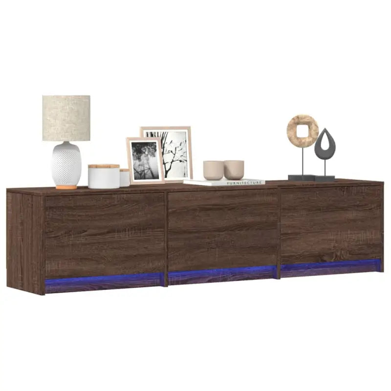 Trendy TV-meubel met LED-verlichting in grijs Sonoma eiken stijl - bruin eikenkleur / 1 / 165 cm - Tv-meubels