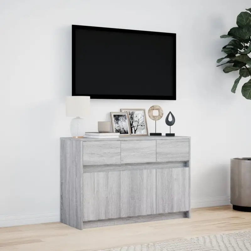 Trendy TV-meubel met LED-verlichting in Grijs Sonoma Eiken - Tv-meubels