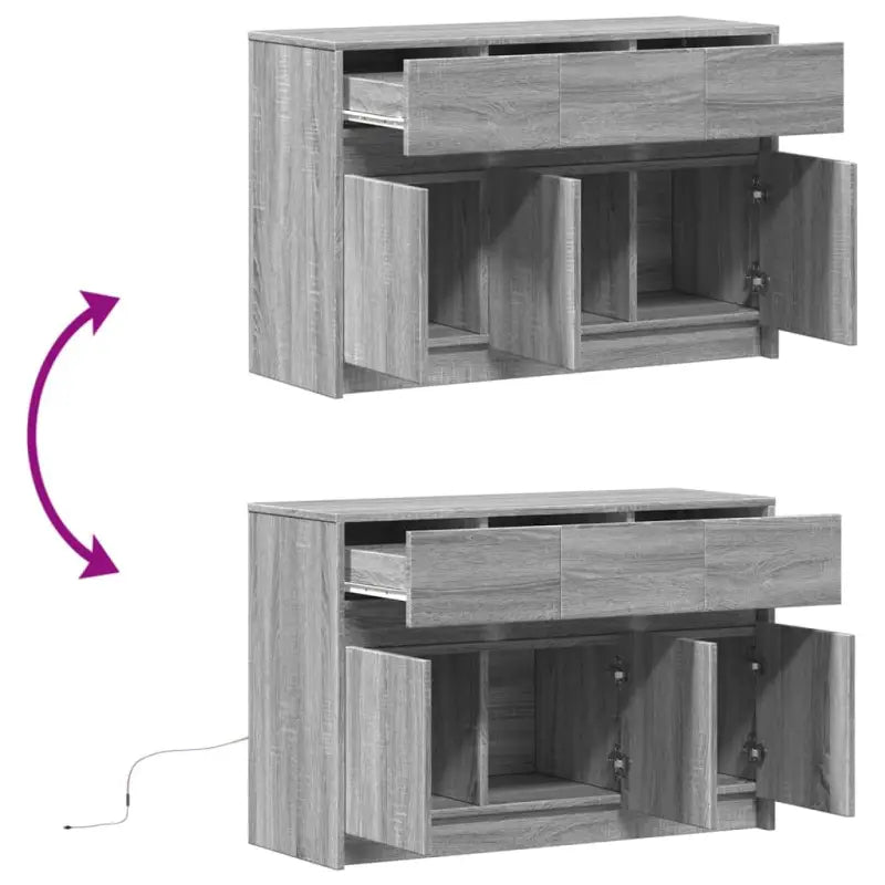 Trendy TV-meubel met LED-verlichting in Grijs Sonoma Eiken - Tv-meubels