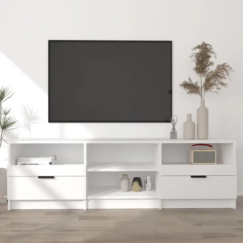 Trendy tv-meubel met stevig blad en bewerkt hout voor modern interieur - Wit / 1 - Tv-meubels