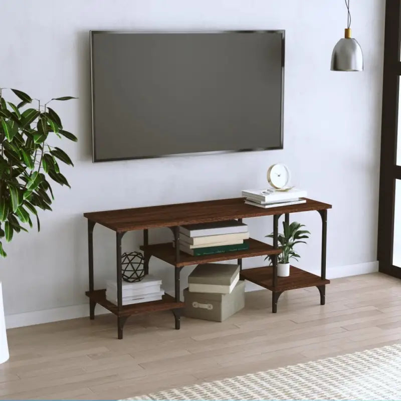Trendy Tv-meubel van bewerkt hout met praktisch en duurzaam ontwerp - bruin eikenkleur / 1 - Tv-meubels