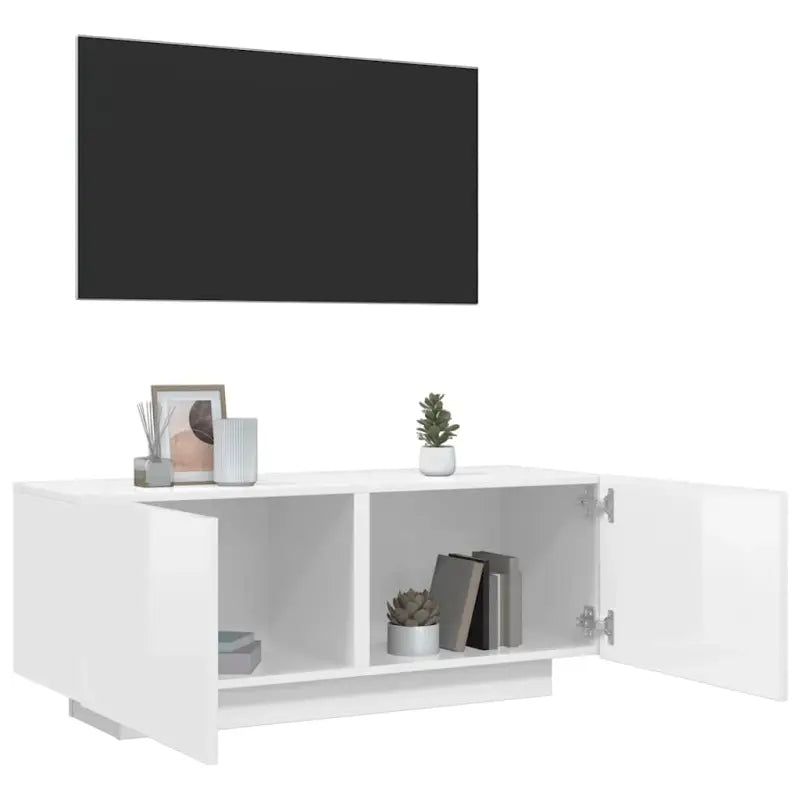 Trendy Tv-meubel van bewerkt hout met praktisch en stijlvol ontwerp - Hoogglans wit / 1 - Tv-meubels