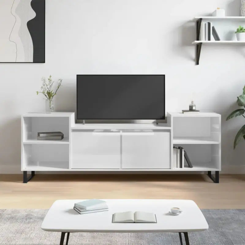 Trendy tv-meubel van bewerkt hout met stevig en stijlvol ontwerp - Hoogglans wit / 1 - Tv-meubels