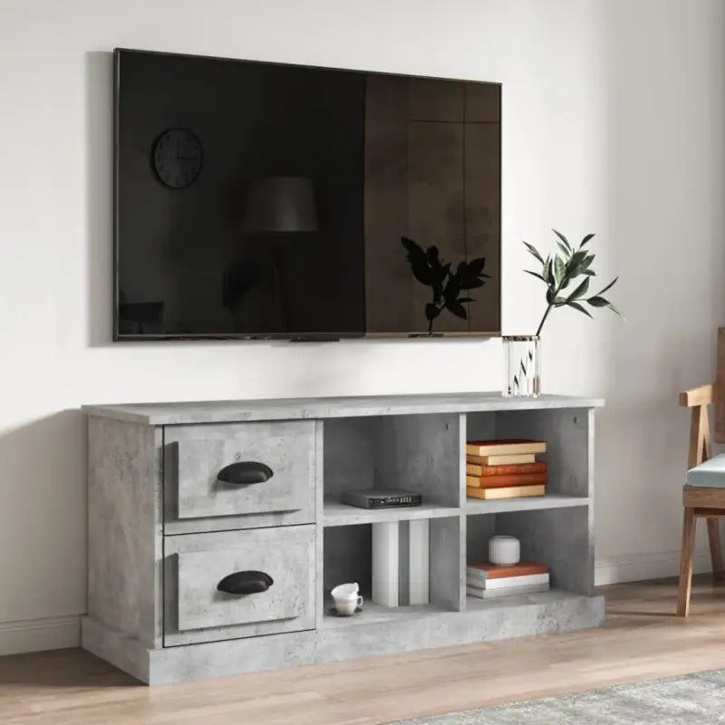 Trendy tv-meubel van bewerkt hout met strak en duurzaam design - Betongrijs / 1 / 102 cm - Tv-meubels