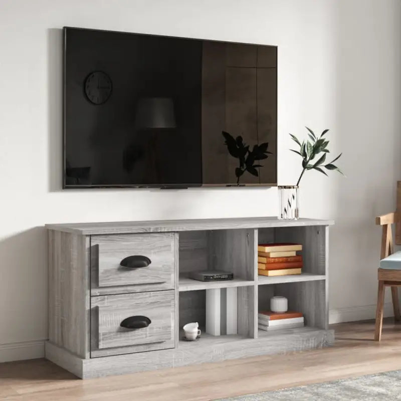 Trendy tv-meubel van bewerkt hout met strak en duurzaam design - Grijs sonoma / 1 / 102 cm - Tv-meubels