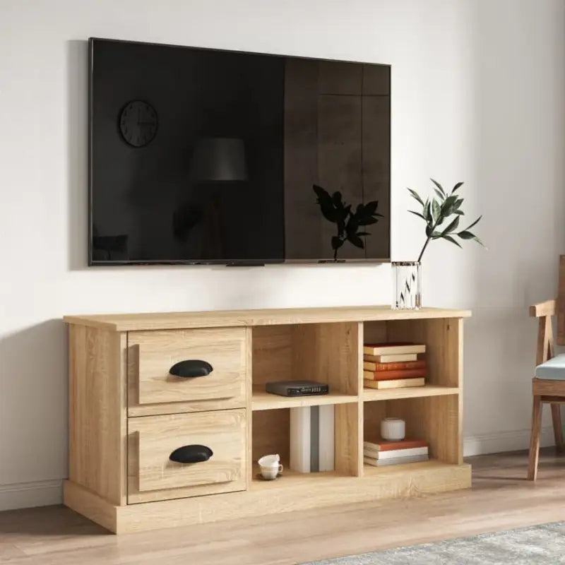 Trendy tv-meubel van bewerkt hout met strak en duurzaam design - Sonoma eiken / 1 / 102 cm - Tv-meubels