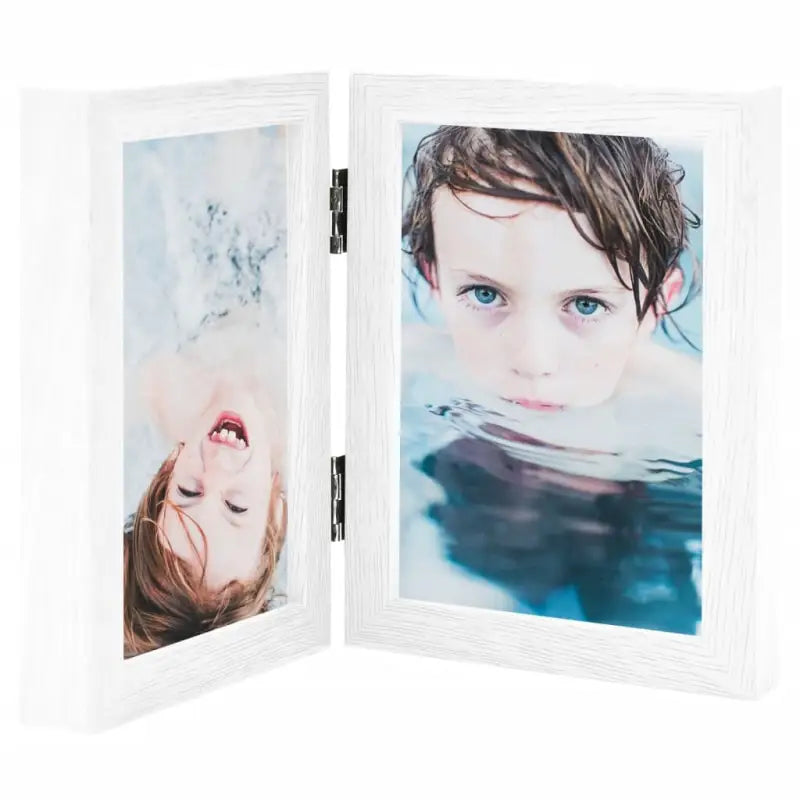 Trendy tweeluik fotolijst met inklapbaar ontwerp voor stijlvolle herinneringen - Wit / 2 x (13 x 18 cm) / 1