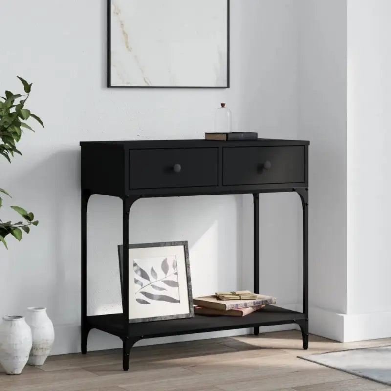 Trendy wandtafel van bewerkt hout voor elegante interieuraccenten - Zwart / 1 / 75 cm - Bijzettafels