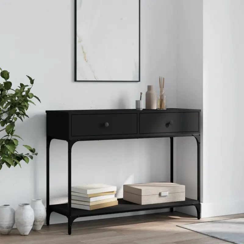 Trendy wandtafel van bewerkt hout voor elegante interieuraccenten - Zwart / 1 / 100 cm - Bijzettafels