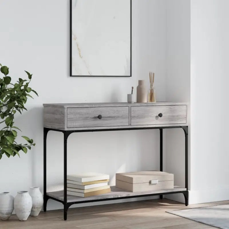 Trendy wandtafel van bewerkt hout voor elegante interieuraccenten - Grijs sonoma / 1 / 100 cm - Bijzettafels