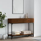 Trendy wandtafel van bewerkt hout voor elegante interieuraccenten - bruin eikenkleur / 1 / 100 cm - Bijzettafels