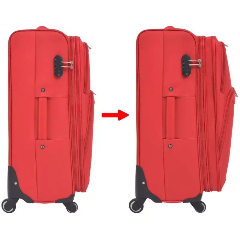 Trolleyset met duurzame PVC-gecoate oxford-stof en veiligheidssluitingen - Rood / 1 / 4 - Koffers