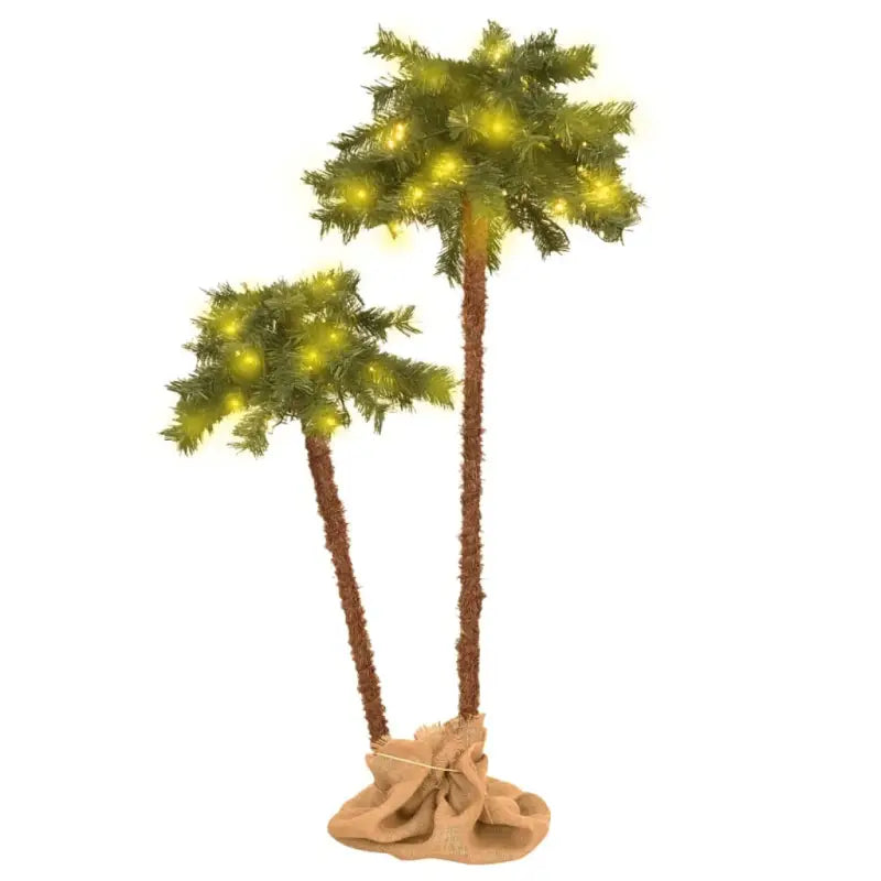 Tropische sfeer kunstpalmboom met LED’s en linnen stof voor binnen - 125 cm + 210 cm / 1 - Kerstbomen