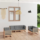 Tuina set met massief grenenhout en comfortabele rug- en zijkussens - Naturel / Ja - Tuinsets