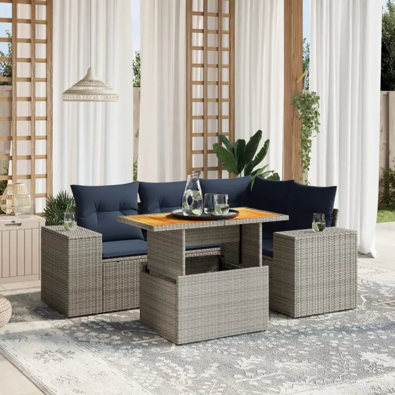 Tuinaanbouw loungeset van grijs materiaal en gepoedercoat staal - Tuinsets