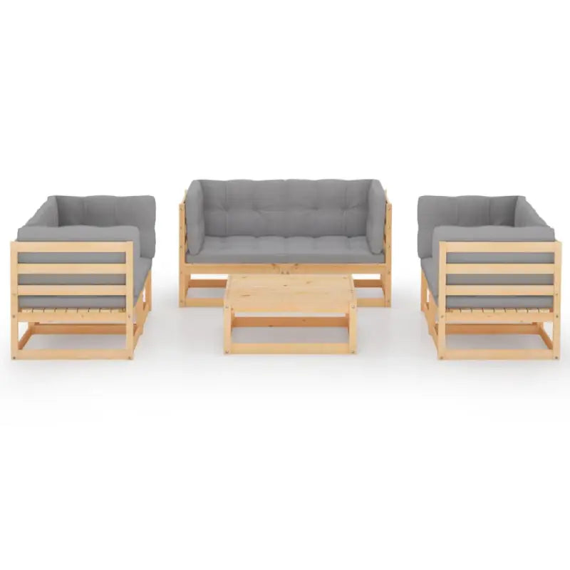 Tuinaanset met massief grenenhout en comfortabele rugzijkussens - Tuinsets