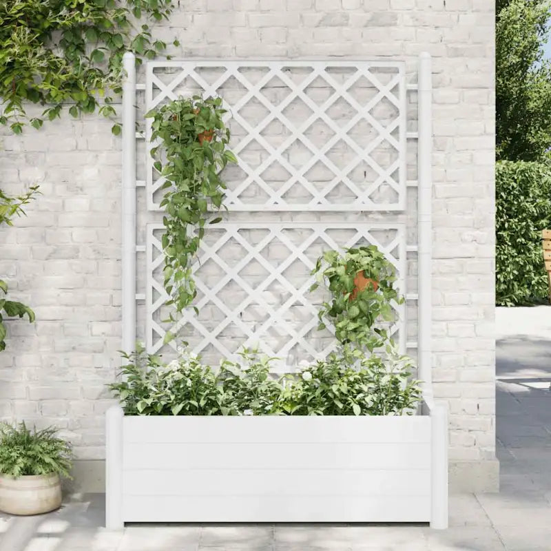 Tuinbak met trellis voor planten buitengebruik - Wit / 100 x 43 x 142 cm / 1 - Bloempotten & plantenbakken
