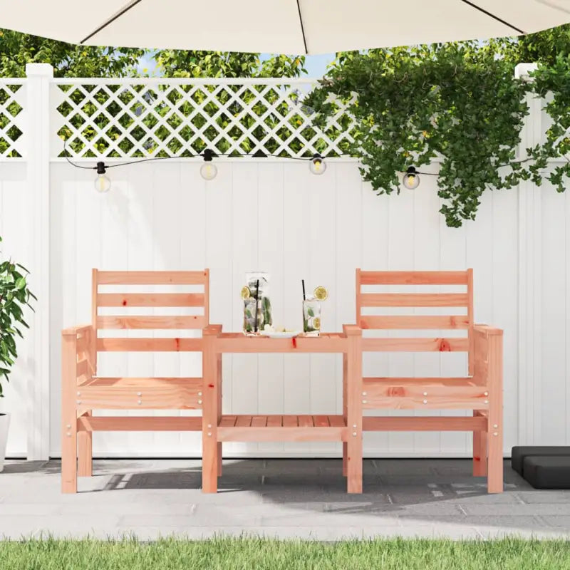 Tuinbank met geïntegreerde tafel van massief grenenhout - Natuurlijk douglashout / 1 - Tuinbanken