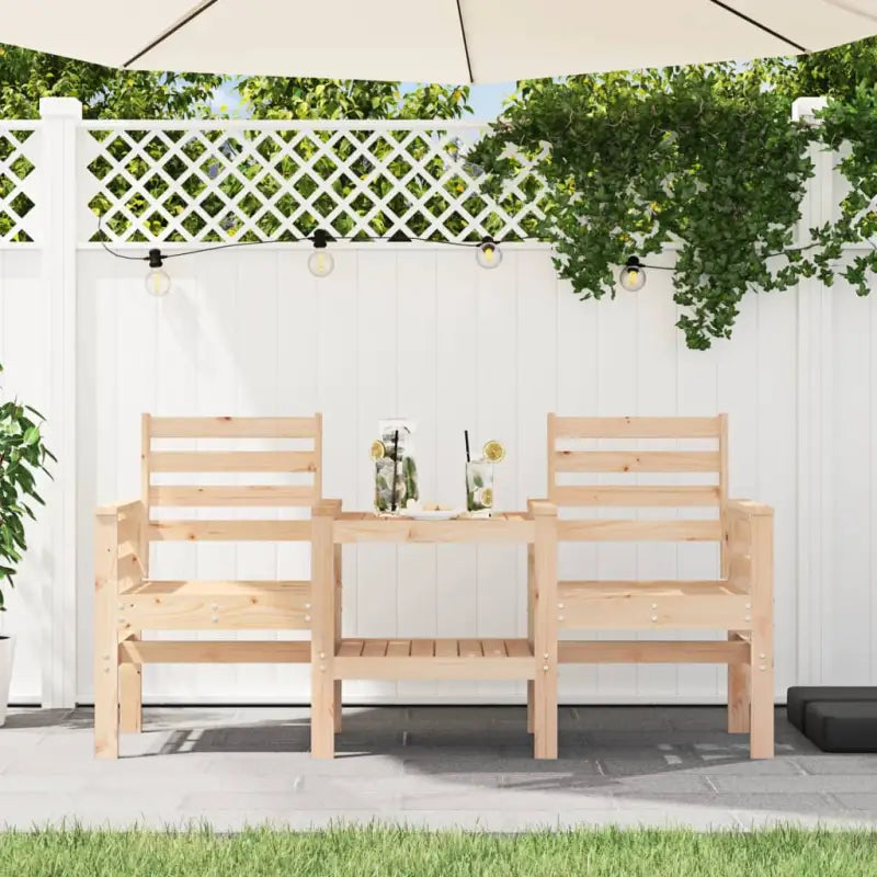 Tuinbank met geïntegreerde tafel van massief grenenhout - Natuurlijk grenenhout / 1 - Tuinbanken