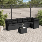 Tuinbank met poly rattan en gepoedercoat staal voor comfortabele zitervaring - Zwart / Met tafel - Tuinsets