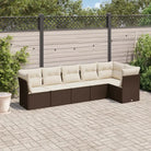 Tuinbank met poly rattan en gepoedercoat staal voor comfortabele zitervaring - Bruin en crème / Zonder tafel - Tuinsets
