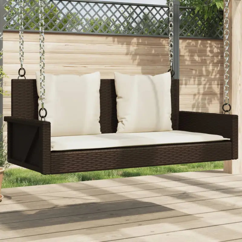 Tuinbank met poly rattan voor ontspanning in de buitenruimte - Bruin / 1 / Ja - Tuinbanken