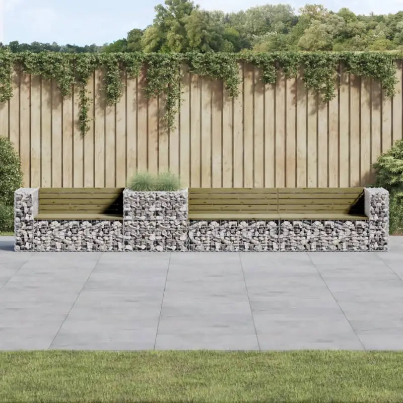 Tuinbank met schanskorf van massief grenenhout voor de buitenruimte - Donkerbruin / 1 - Tuinbanken