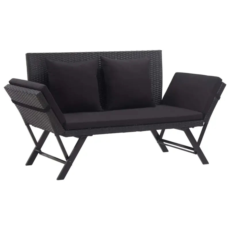 Tuinbank met weerbestendig PE rattan en gepoedercoat stalen frame - Zwart / 1 - Tuinbanken
