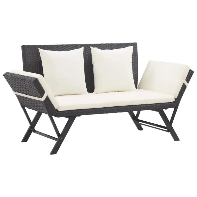 Tuinbank met weerbestendig PE rattan en gepoedercoat stalen frame - Tuinbanken