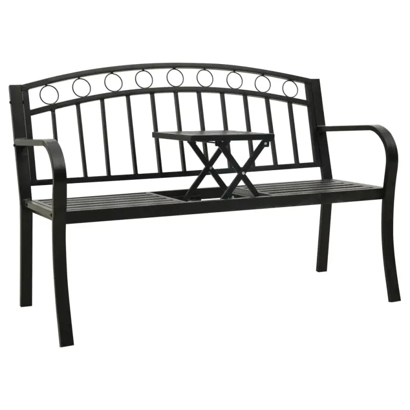 Tuinbank van gepoedercoat staal met duurzaam frame voor buitengebruik - Zwart / 1 / Met tafel - Tuinbanken