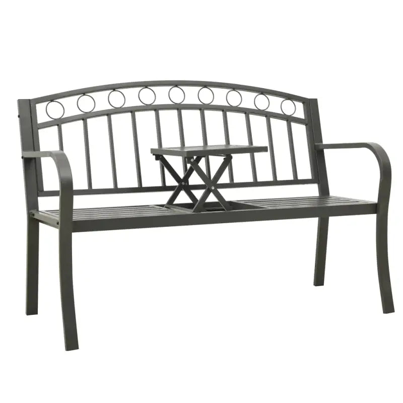 Tuinbank van gepoedercoat staal met duurzaam frame voor buitengebruik - Grijs / 1 / Met tafel - Tuinbanken